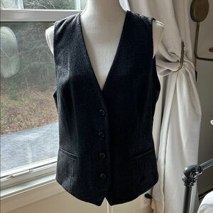 J. Jill Blue Wool Blend Button-Up Vest M